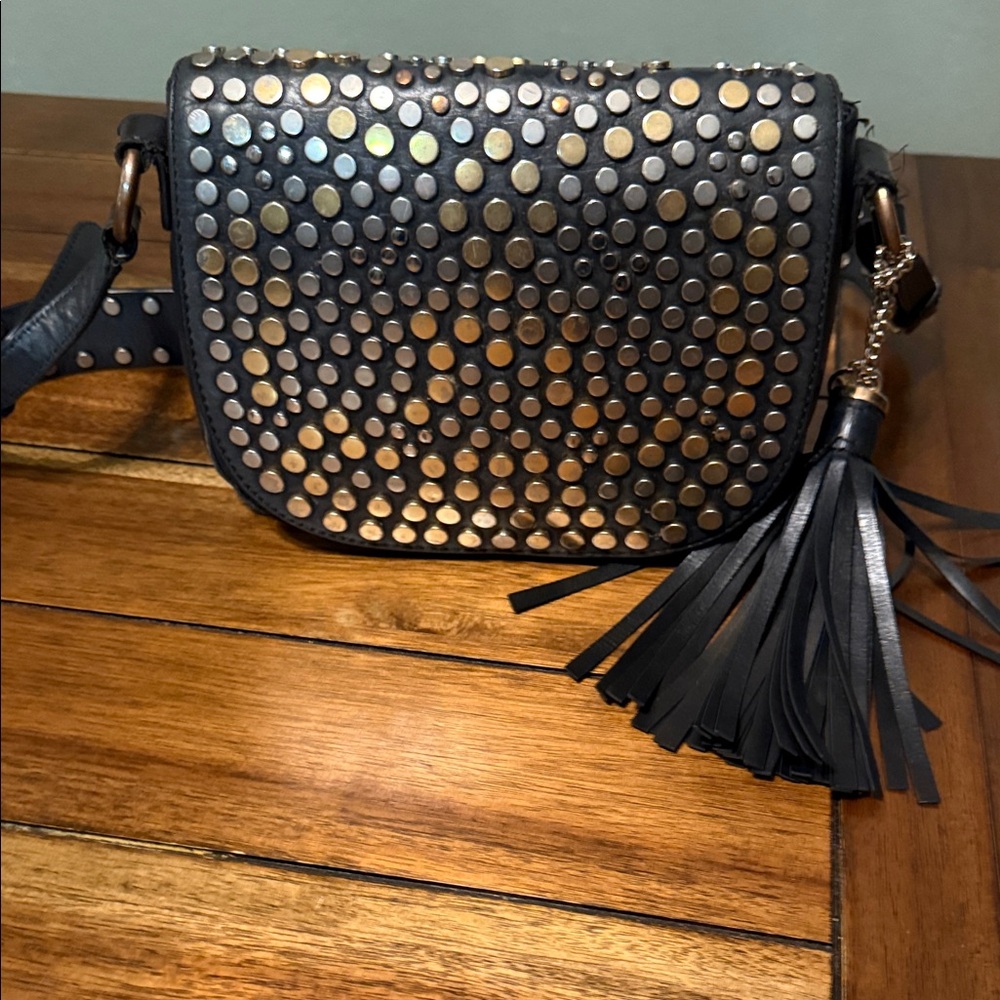 Michael Kors Black and Gold Studded Crossbody - Picture 8 of 12